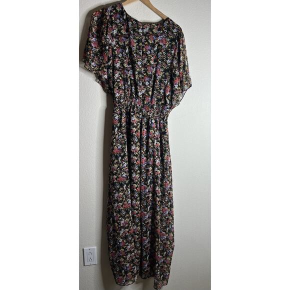 MSK dress Womens Large Floral V Neck Flutter Sleeves - Picture 3 of 6